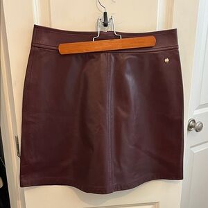 Marc Cain Burgundy Leather Mini Skirt